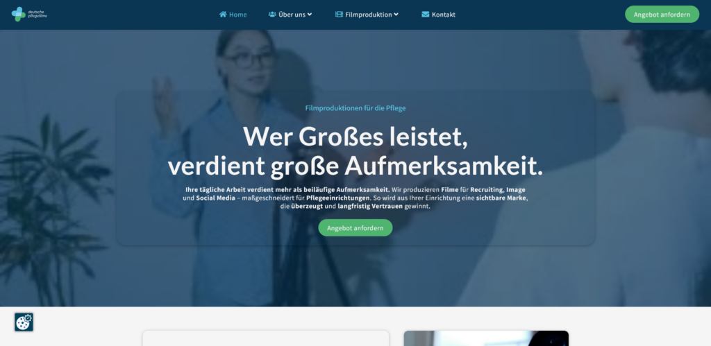 Beispiel einer Kundenseite "Deutsche Pflegefilme"